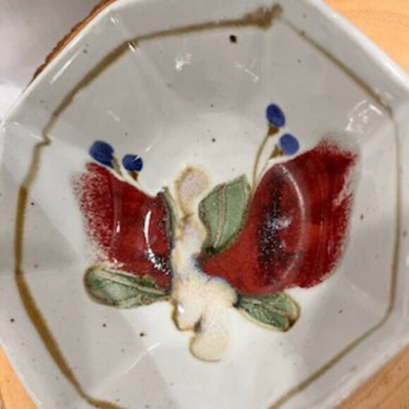 Art Pottery Bowl Askew Abstract Floral Handmade - Signed - Picture 4 of 6